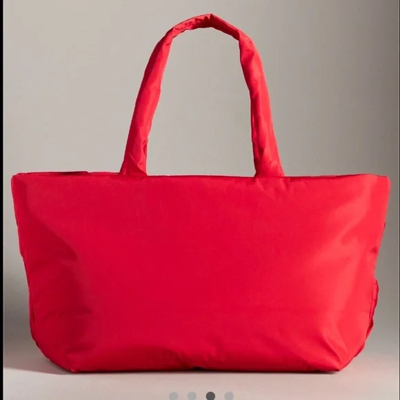 NWT Anthropologie nylon tote bag red - Picture 3 of 4